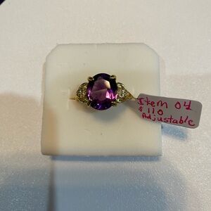 AAA Amethyst Stone Ring with Gold Coated Setting Item04
